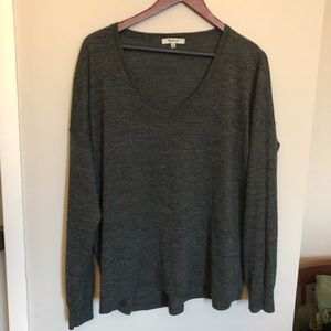 Madewell scoop neck, long sleeve grey sweater (XL)